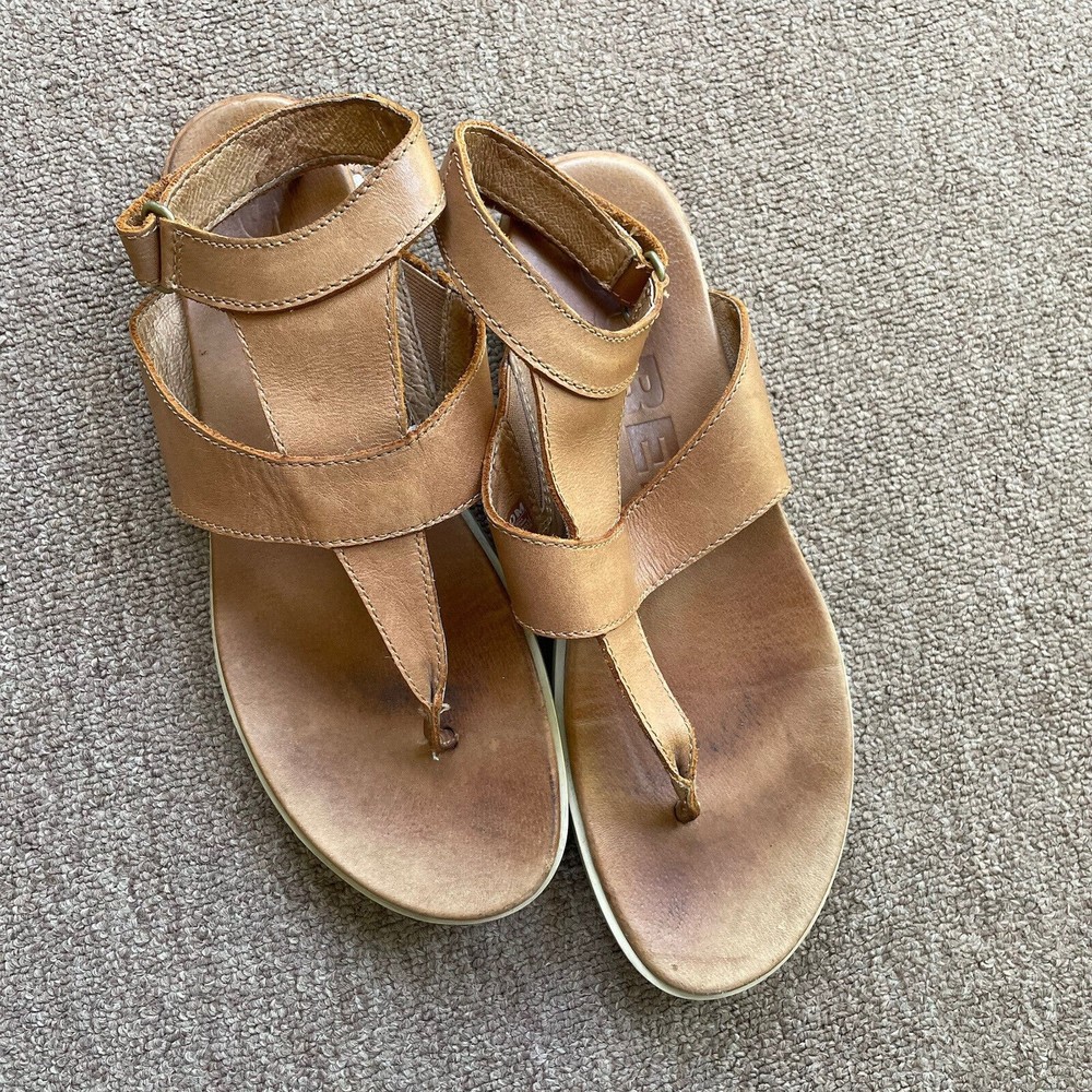 Sorel Leather Women’s T Strap Sandals Brown Size 10